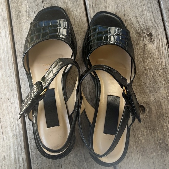 Ipanema Black Croc Leather Sandals Size 9 – Square Toe, Block Heel, Y2K - Picture 10 of 10